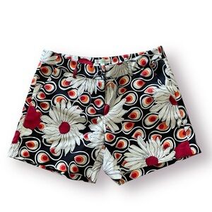 Jade by Melody Tam red and black floral poppy peacock print Shorts size 2